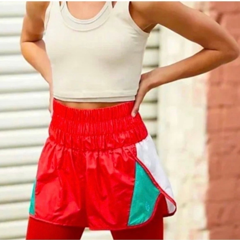 Free people the way home active shorts green white red size‎ small